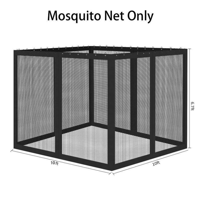 AONEAR Gazebo Universal Replacement Mosquito Netting  10' x 10' Outdoor Mesh Netting Screen 4-Panel Sidewall with Zipper for Patio  Canopy  Garden and Backyard  Black(Mosquito Net Only) - Image 4